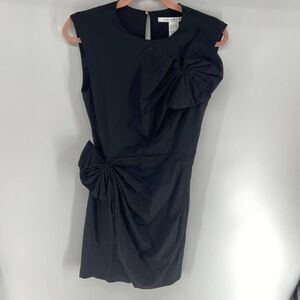 Diane Von Furstenberg Black Sleeveless Ruffle Side Mini Dress Womens 4